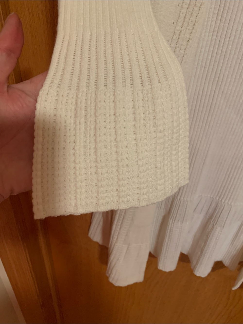 Express Off-White Ribbed Open-Front Long Cardigan - Picture 2 of 4